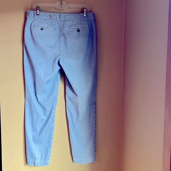 Talbots TheβWeekend Chino Pants 10 blue and white stripe - Picture 11 of 13